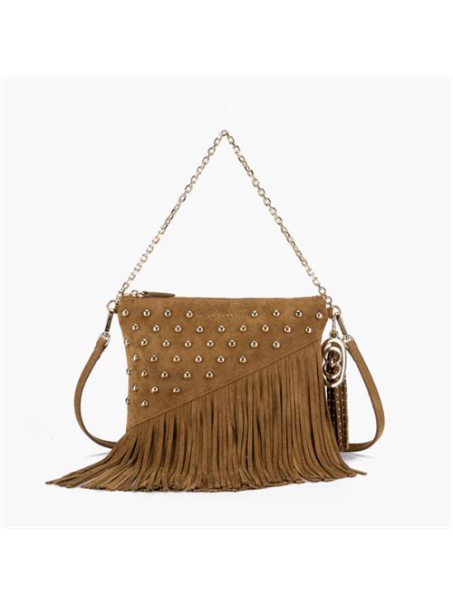 night ed.fringes&studs pochette suede LA CARRIE | 152P-KY-501-SUECUOIO